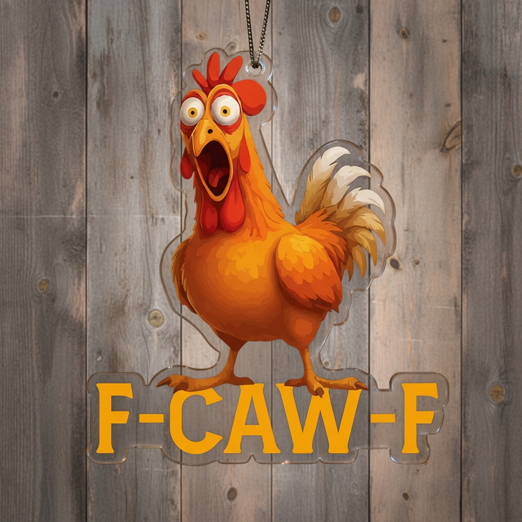 F-CAW-F Funny Rooster Christmas Ornament