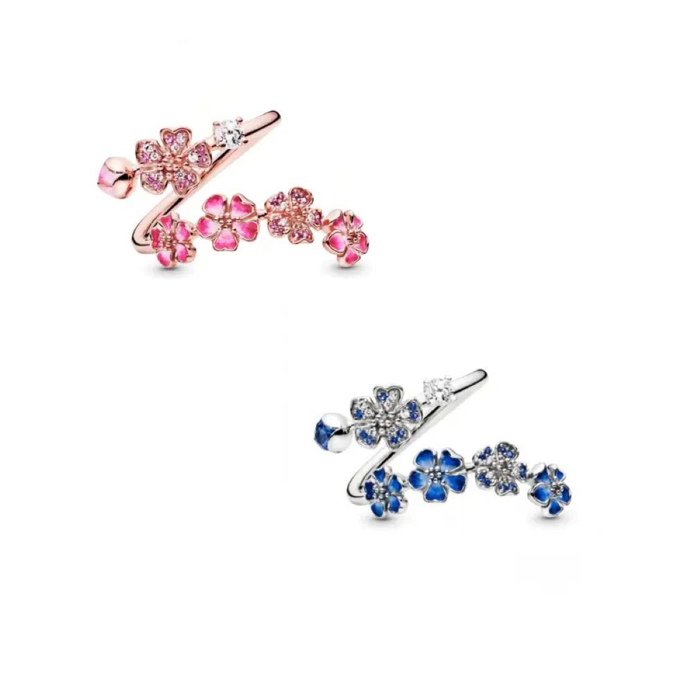 Peach Blossom Floral CZ Adjustable Ring