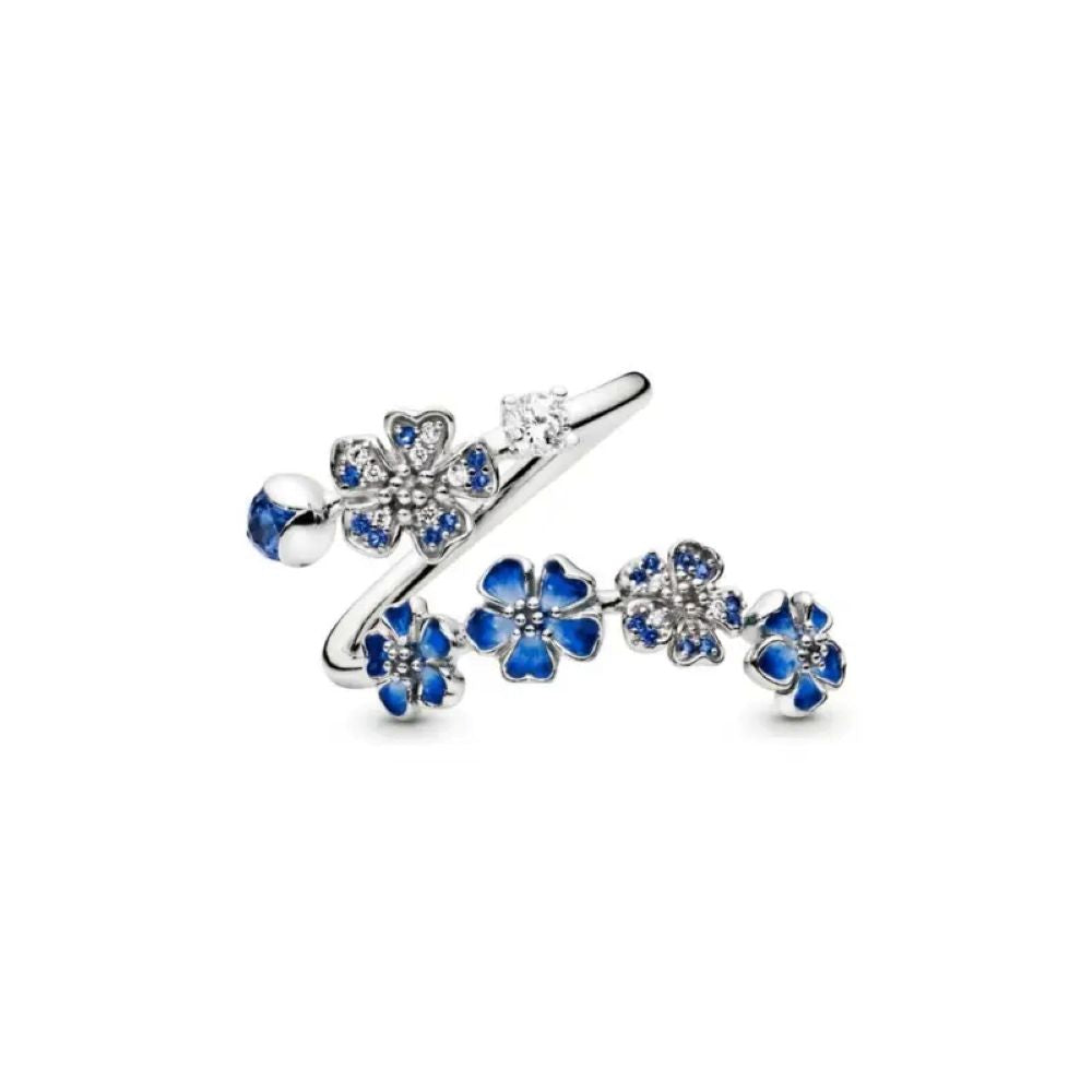 Peach Blossom Floral CZ Adjustable Ring