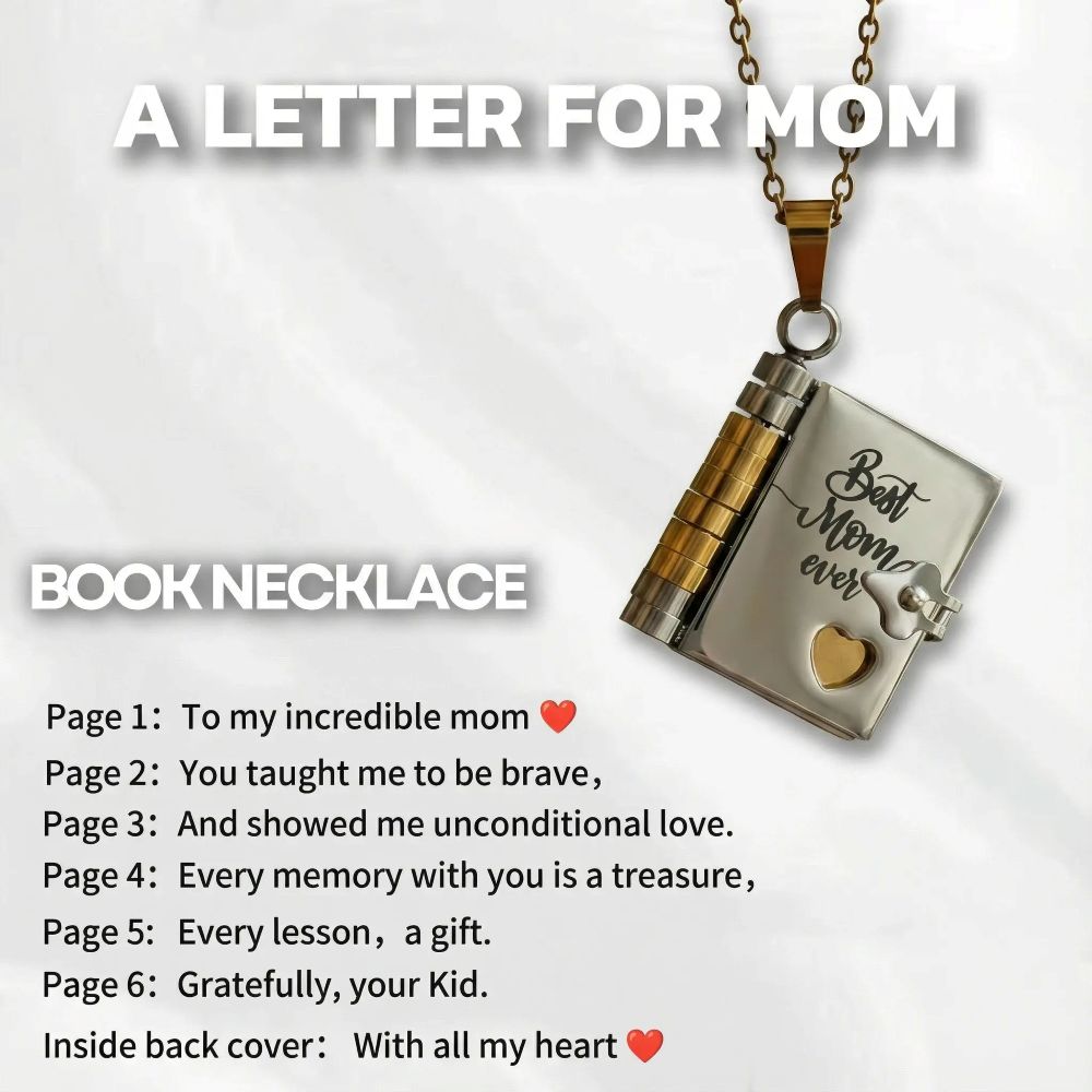 Best Mom Ever Book Necklace – Heartfelt Mother’s Day & Birthday Gift Jewelry