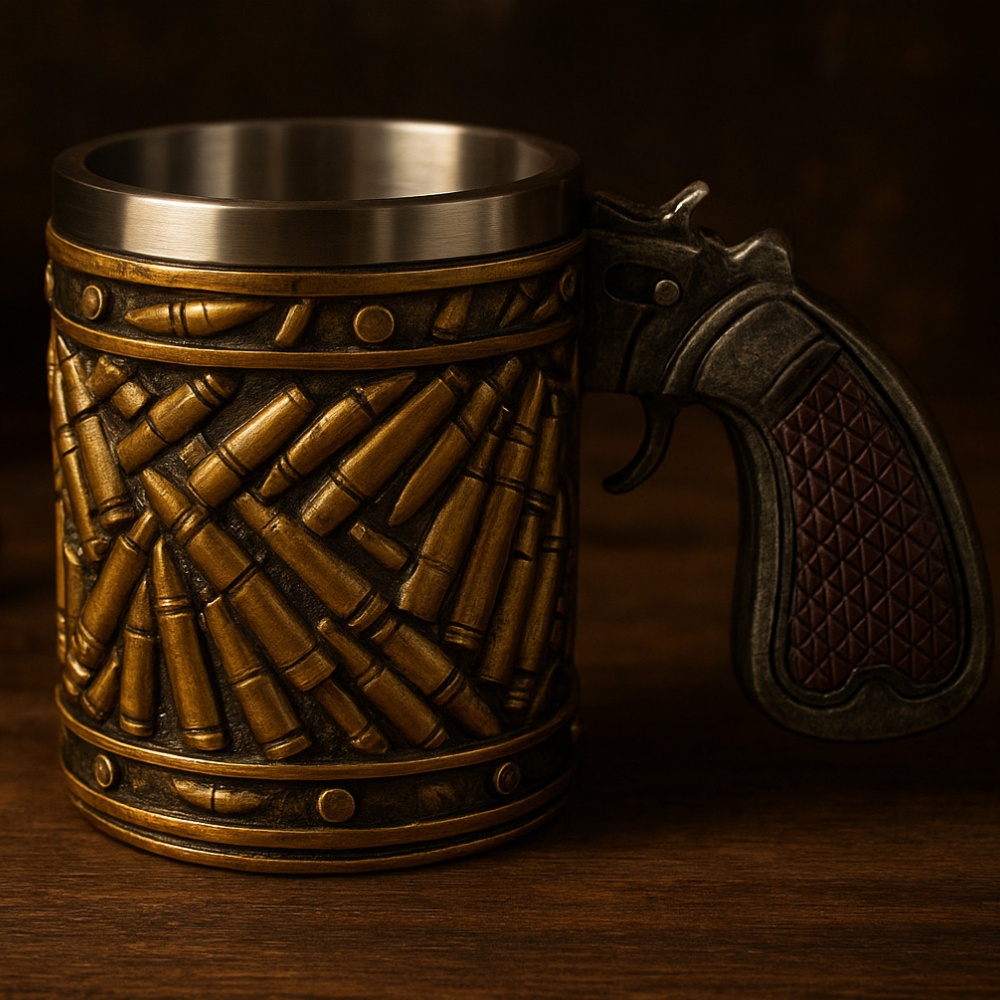 Stainless Steel Bullet Pattern Beer Mug