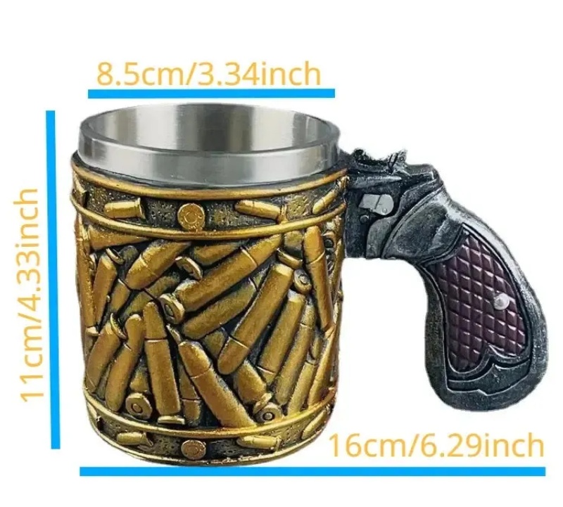 Stainless Steel Bullet Pattern Beer Mug