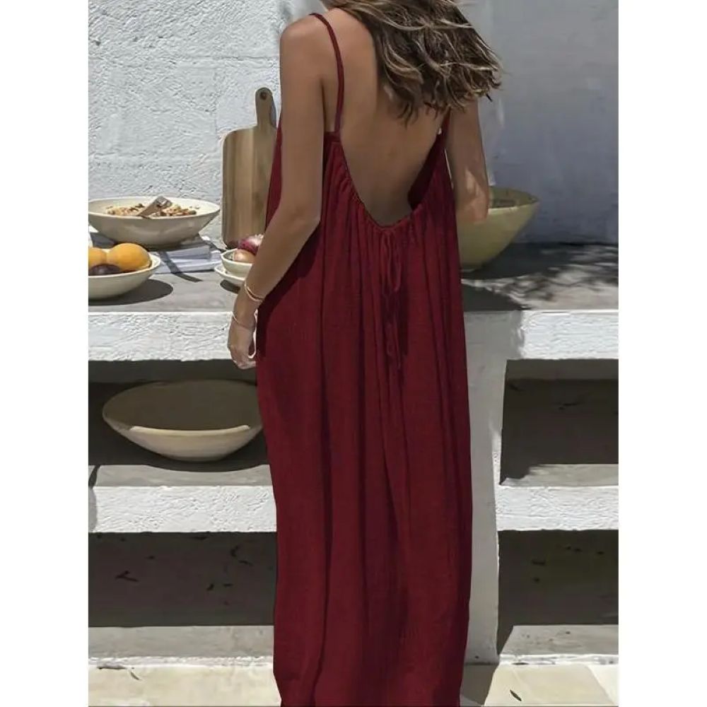 Summer Cami Lounge Dress – Lightweight Sleeveless Slip Maxi for Home & Outing