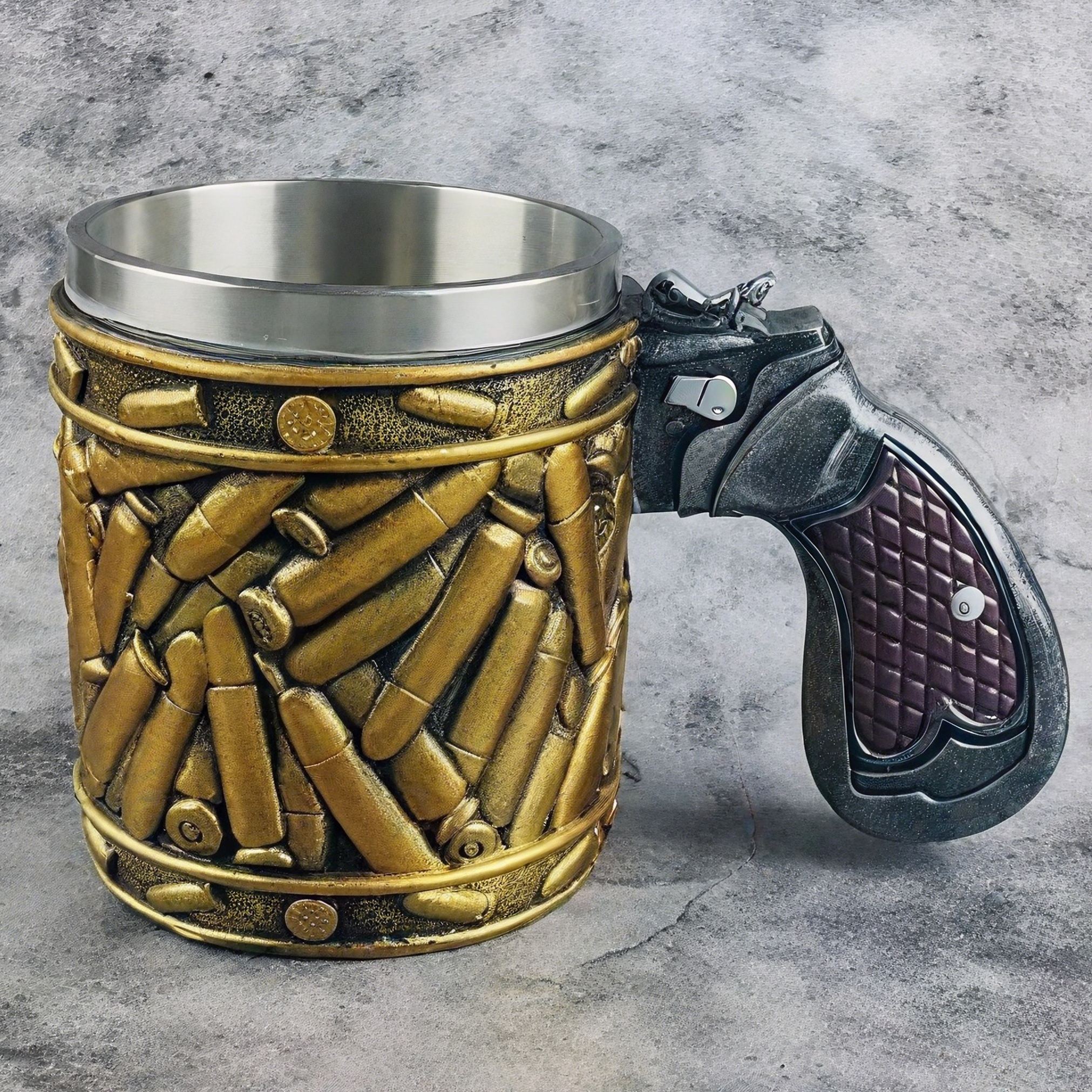 Stainless Steel Bullet Pattern Beer Mug