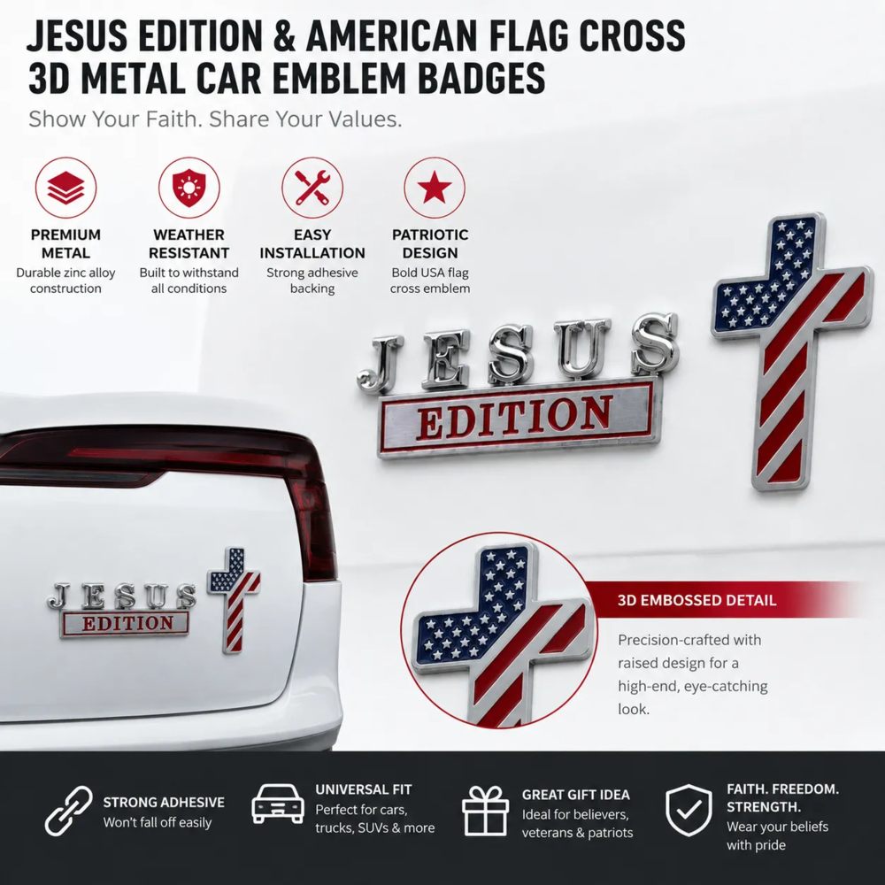Blessed Jesus Cross Car Emblem — A Symbol of Faith & Protection