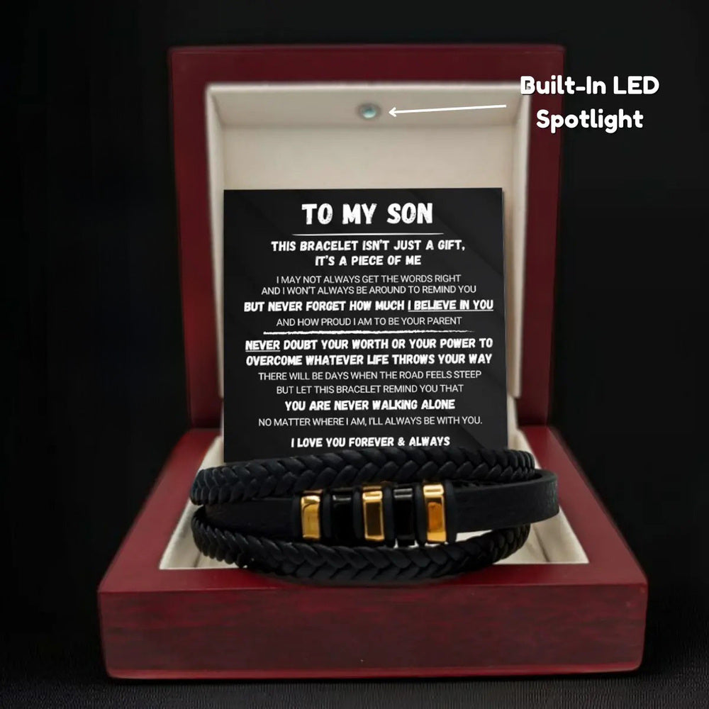To My Son – Never Alone Braided Leather Bracelet