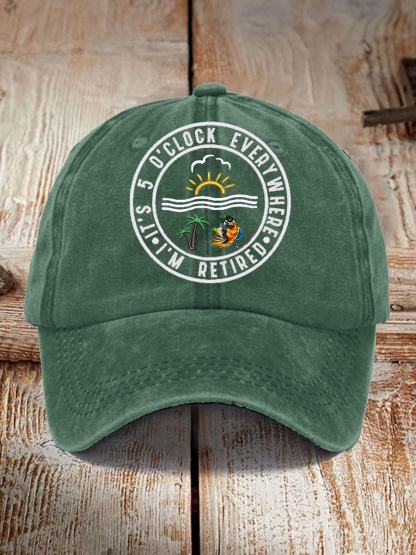 Unisex Funny I'm Retired It's 5 O'Clock  Print Hat