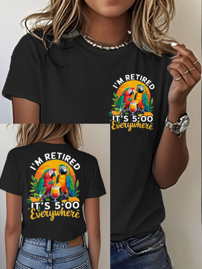 Women's It‘s 5 O'clock Everywhere Print Casual Short Sleeve T-Shirt