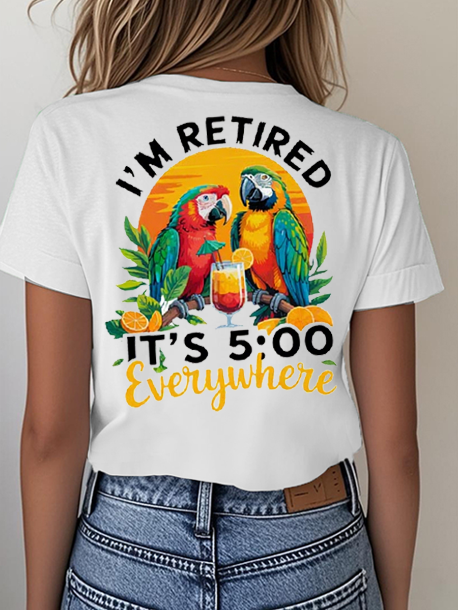 Women's It‘s 5 O'clock Everywhere Print Casual Short Sleeve T-Shirt