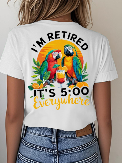 Women's It‘s 5 O'clock Everywhere Print Casual Short Sleeve T-Shirt