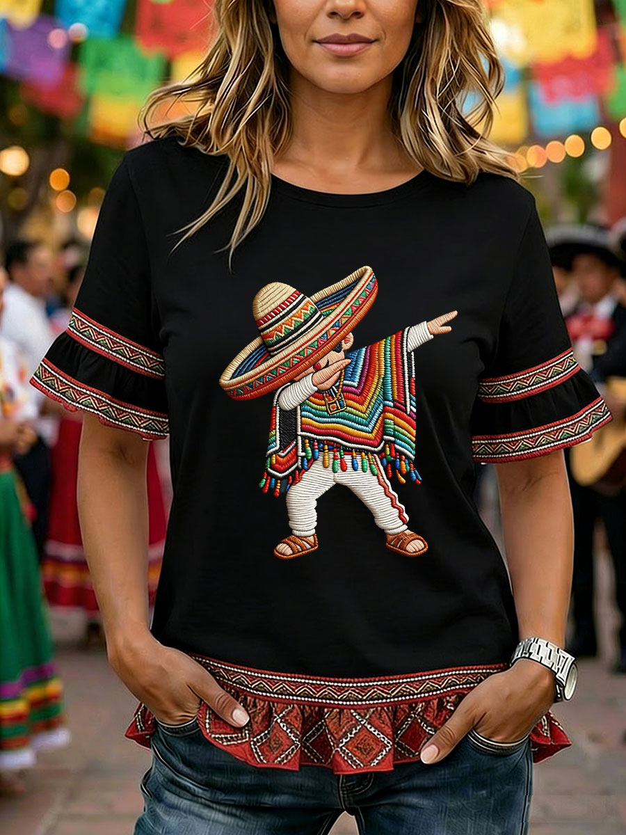 Women's Cinco de Mayo Print Casual T-Shirt