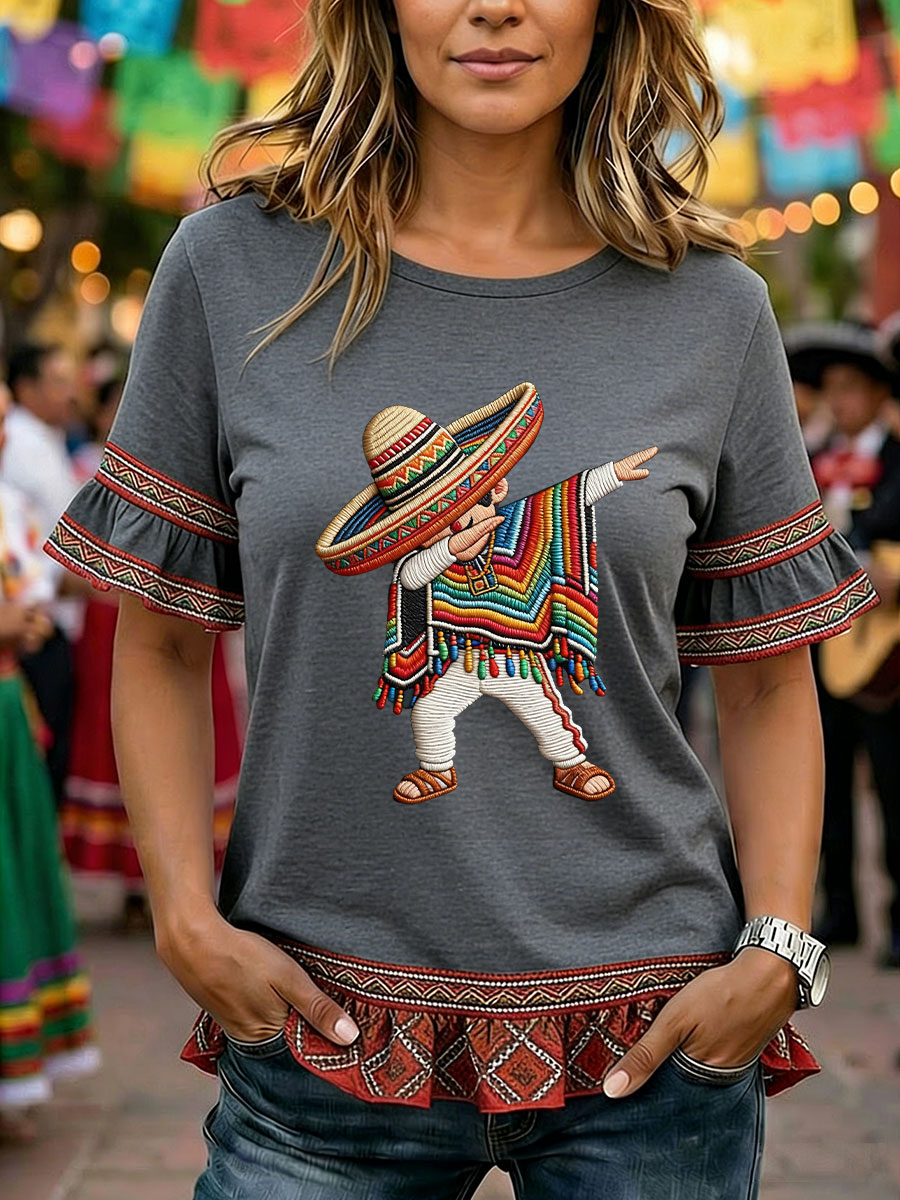 Women's Cinco de Mayo Print Casual T-Shirt