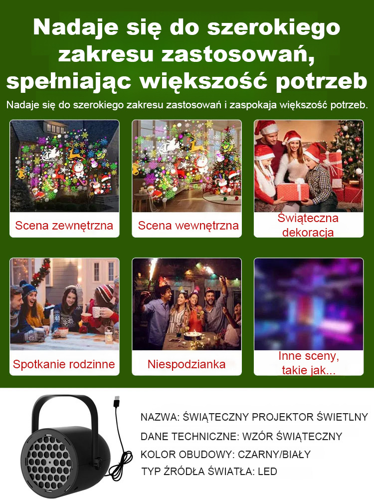 Świąteczny projektor świetlny