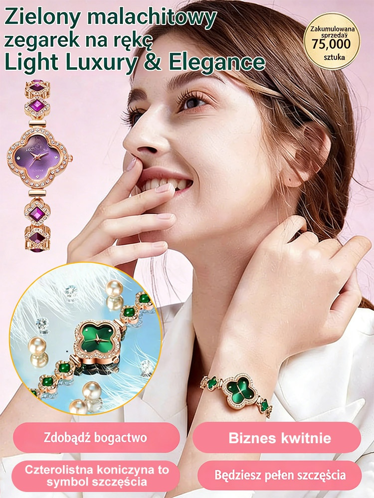 Szmaragdowa bransoletka z koniczyną.