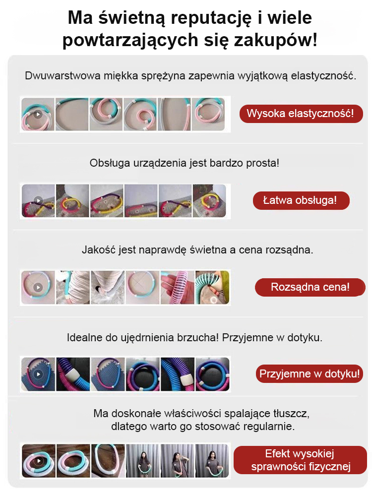 Nowa miękka obręcz hula-hoop do odchudzania.