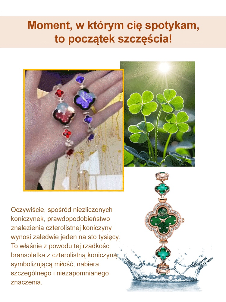 Szmaragdowa bransoletka z koniczyną.