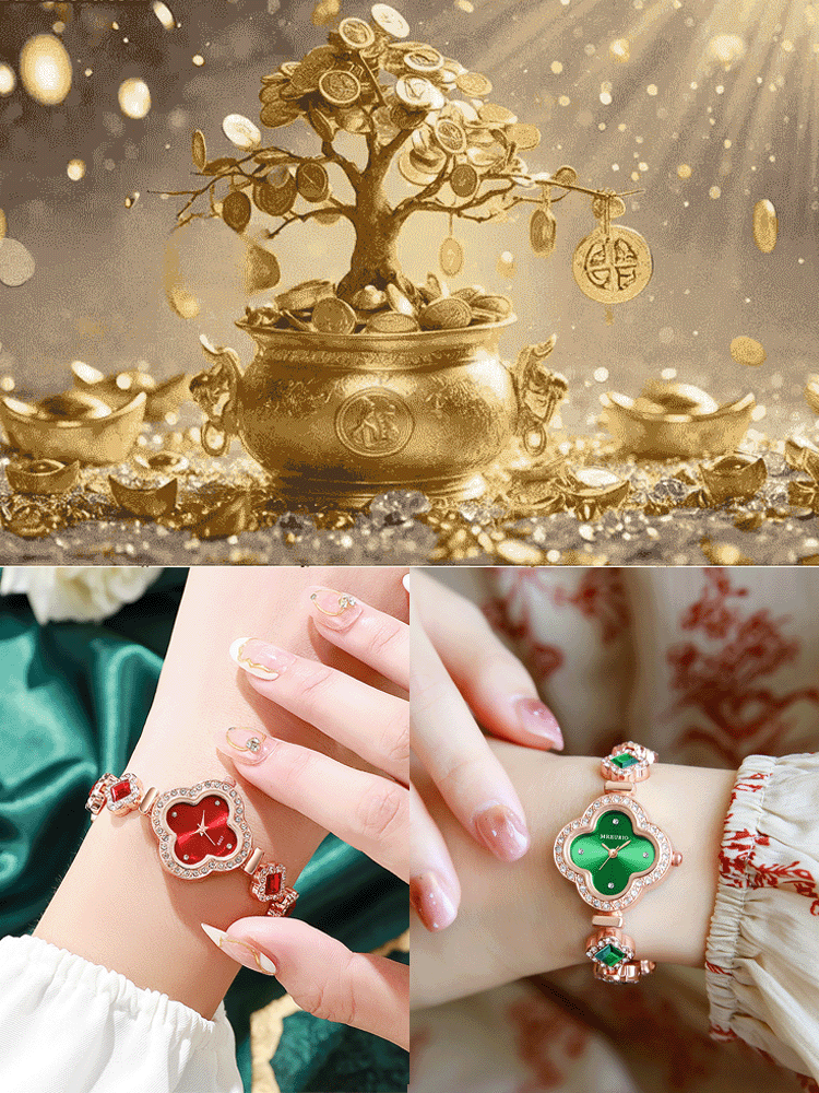 Szmaragdowa bransoletka z koniczyną.