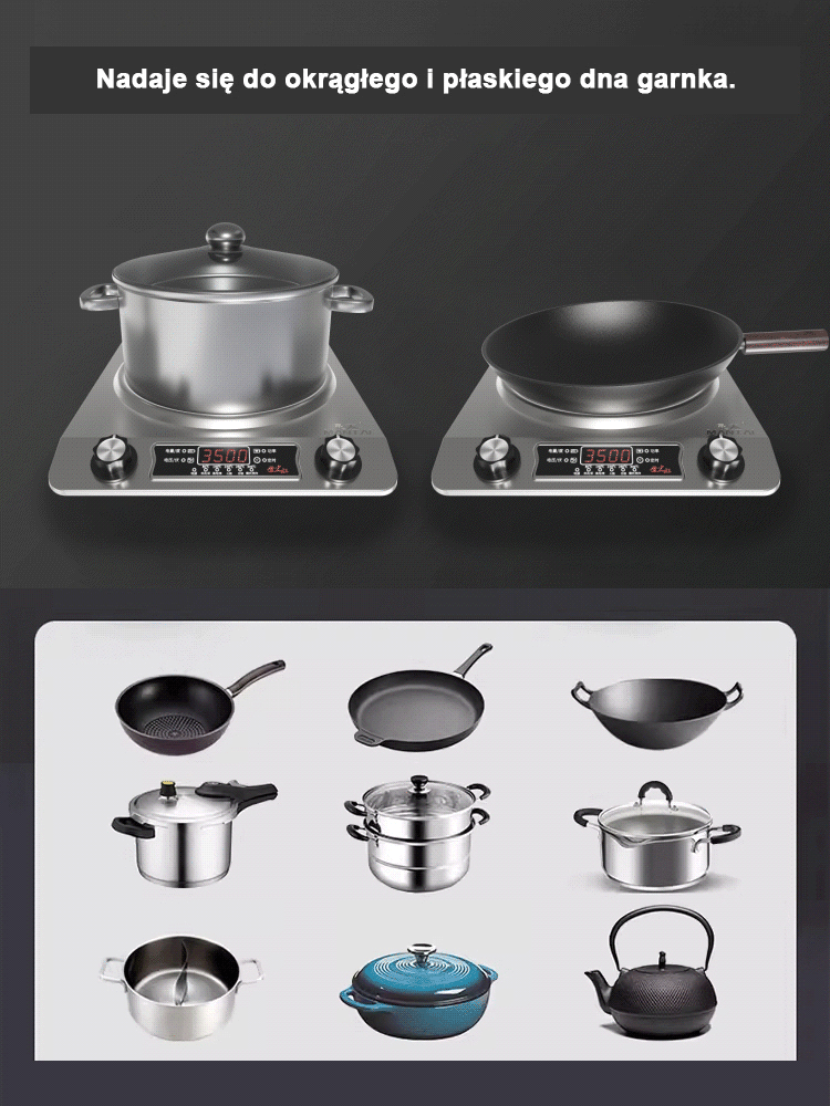🔥Wysokowydajna, szybko nagrzewająca się kuchenka indukcyjna🌟Duża moc, wklęsła konstrukcja, odpowiednia do różnych potrzeb kulinarnych