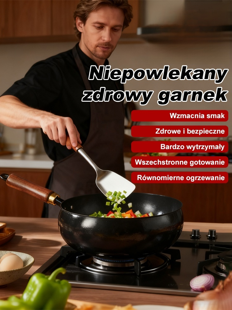 ✨100% bezpieczny dla zdrowia, wolny od chemicznych powłok. Smażysz zdrowo i naturalnie.