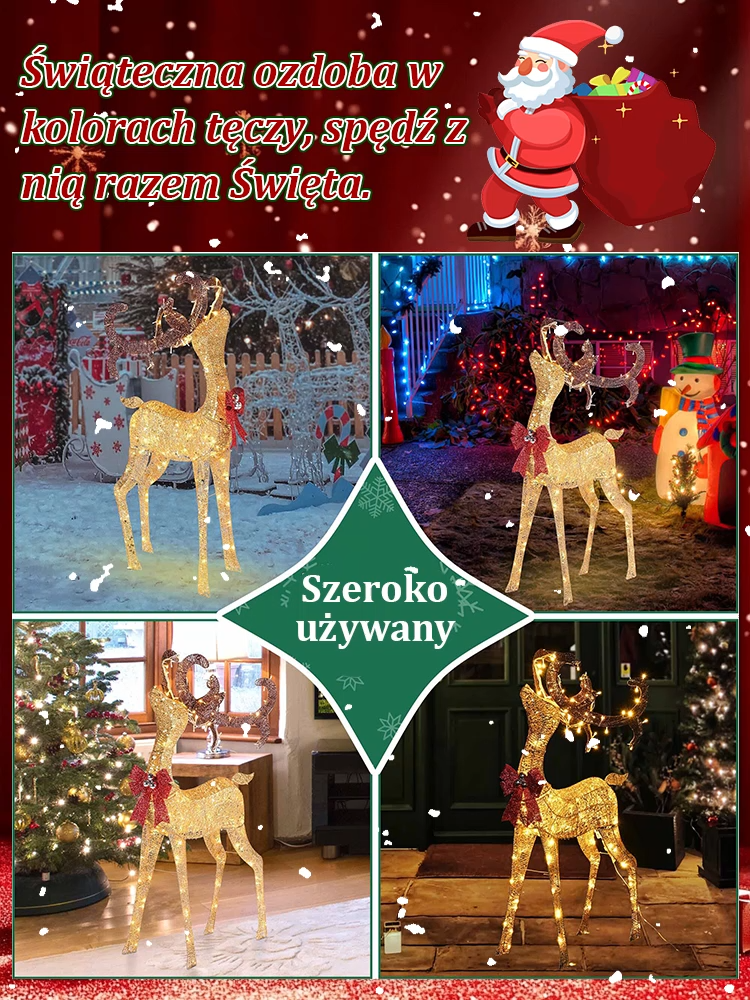 🦌 Rozświetl magiczny zimowy dzień! Świąteczny świecący jelonek w ogrodzie 🎄 Niezbędny element dekoracji świątecznych ❄️