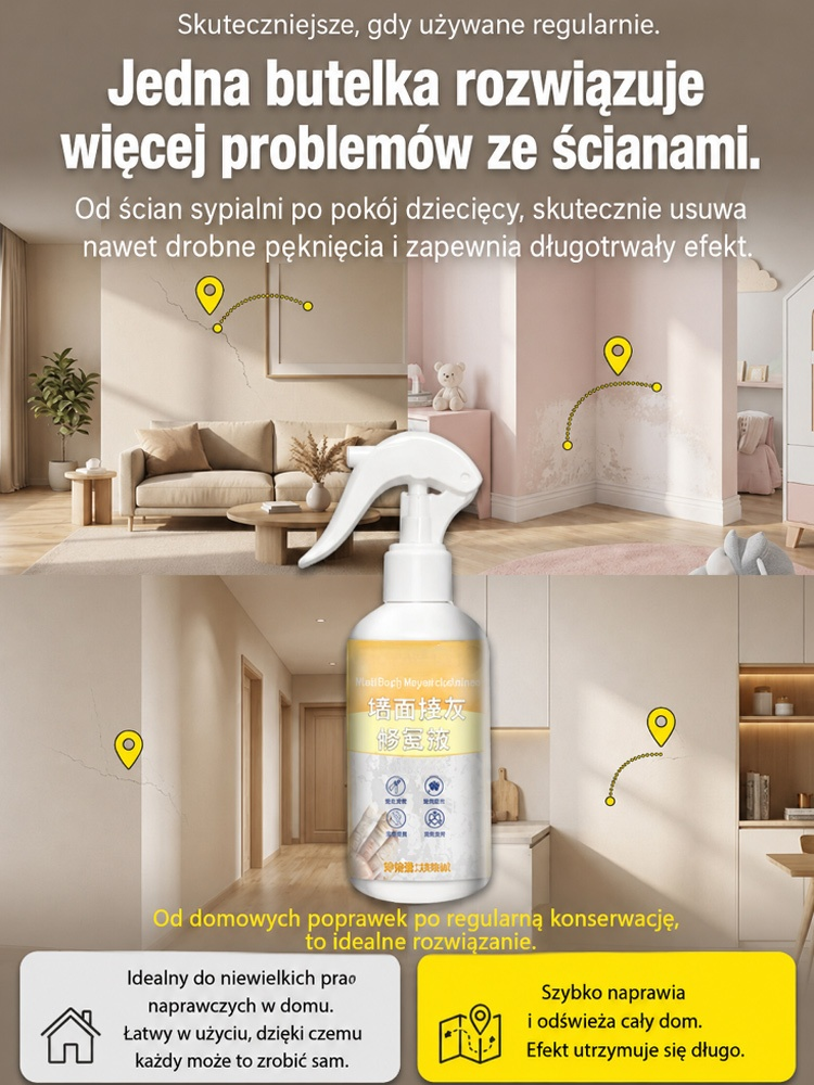 🛠️【Import z Niemiec】Nano Ceramic Wall Repair Spray: Profesjonalna ochrona zapobiegająca pęknięciom i przesiąkaniu wody.