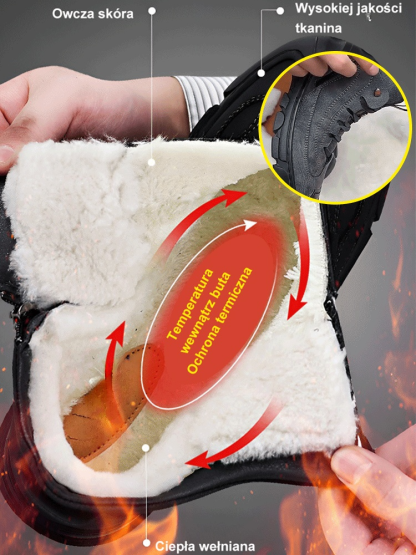 ❄️ Buty zimowe z gwarancją ciepła do -30°C, ocieplane kozaki z naturalnej skóry, wodoodporne i odporne na mróz