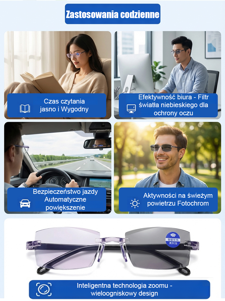 【Przywróć wzrok do jasności sprzed 20 lat】Okulary do czytania Smart Zoom Comfort🔥Bezpośrednio z fabryki. Zostało 45 par. Zamów teraz.