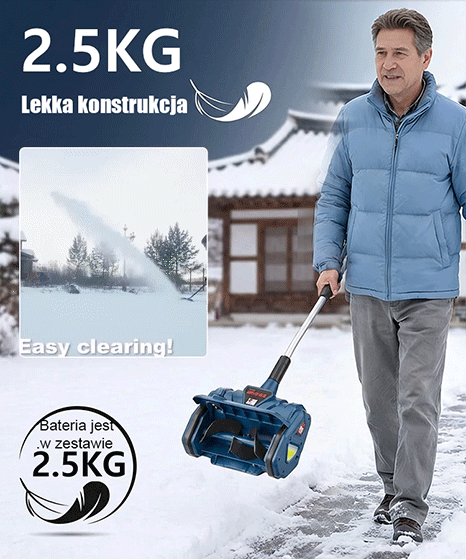 🏠 Domowy, wysokowydajny, akumulatorowy odśnieżacz z mocnym silnikiem elektrycznym + szeroki zakres czyszczenia, bez trudu poradzi sobie z grubą warstwą śniegu