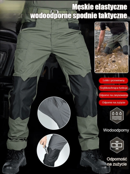 💪Wysokowydajne spodnie taktyczne, 🌧️wygodna, elastyczna i wodoodporna konstrukcja, która sprawdzi się w zmieniających się warunkach