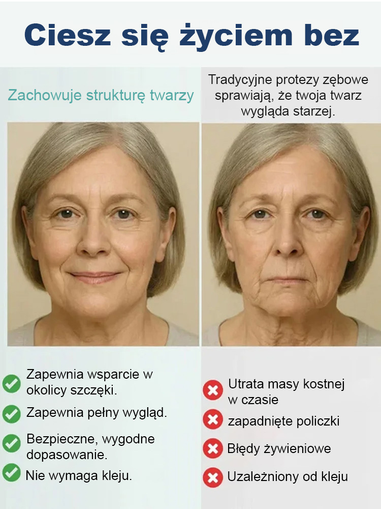 Pewność przy żuciu, już więcej nie martw się o luźne protez! 🦷 Amerykański zestaw do poprawy protez 🔥 Odzyskaj siłę młodzieńczego gryzienia!