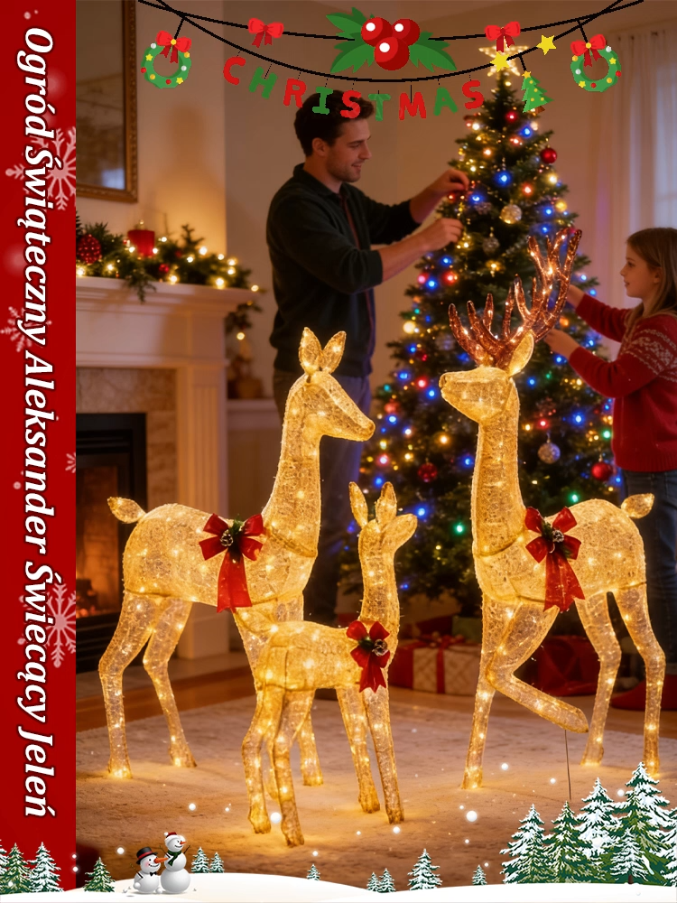 🦌 Rozświetl magiczny zimowy dzień! Świąteczny świecący jelonek w ogrodzie 🎄 Niezbędny element dekoracji świątecznych ❄️