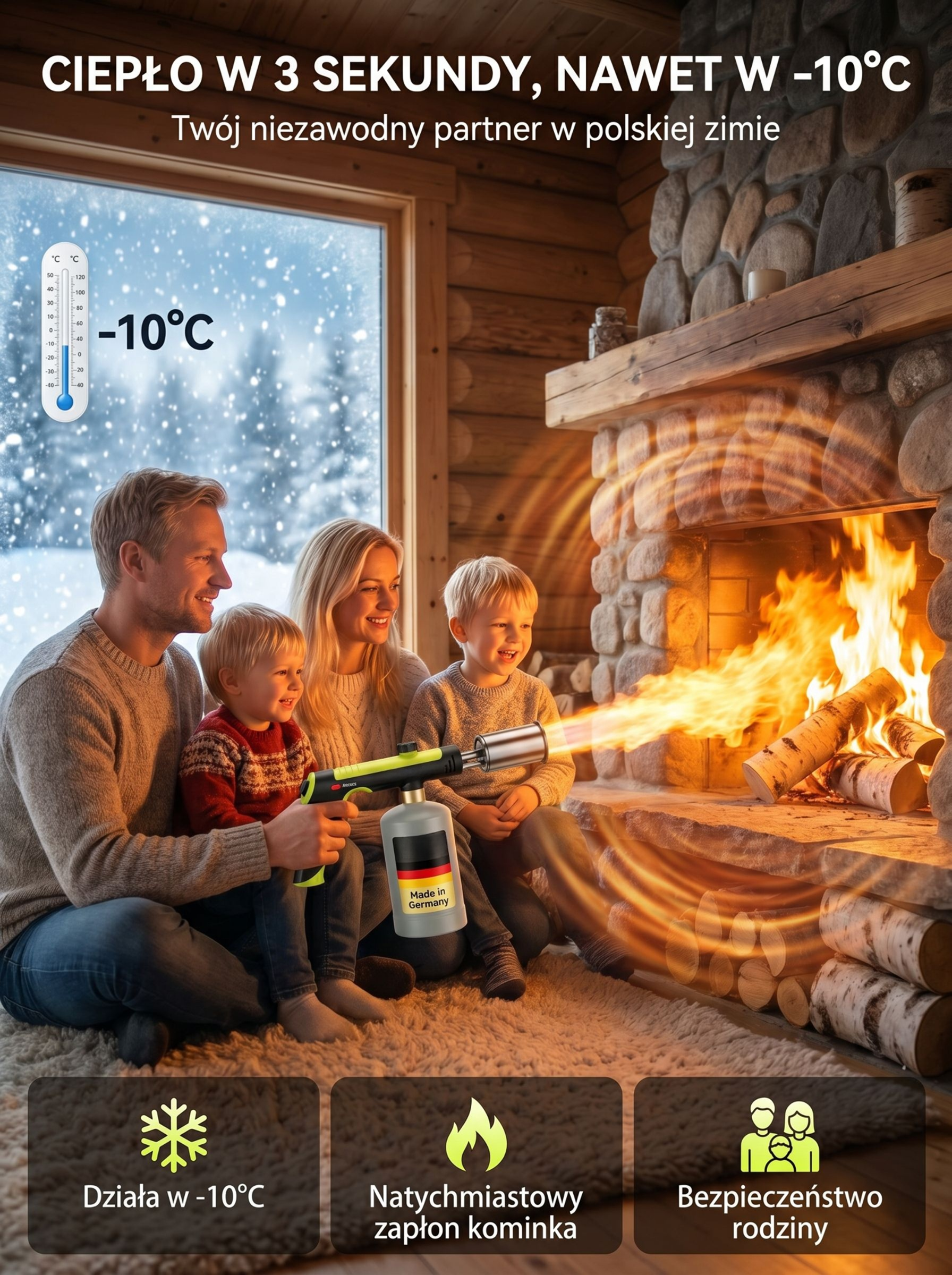 Niemiecki Palnik Gazowy 1800°C | 100% Bezpieczny Zapłon Piezo 🔥