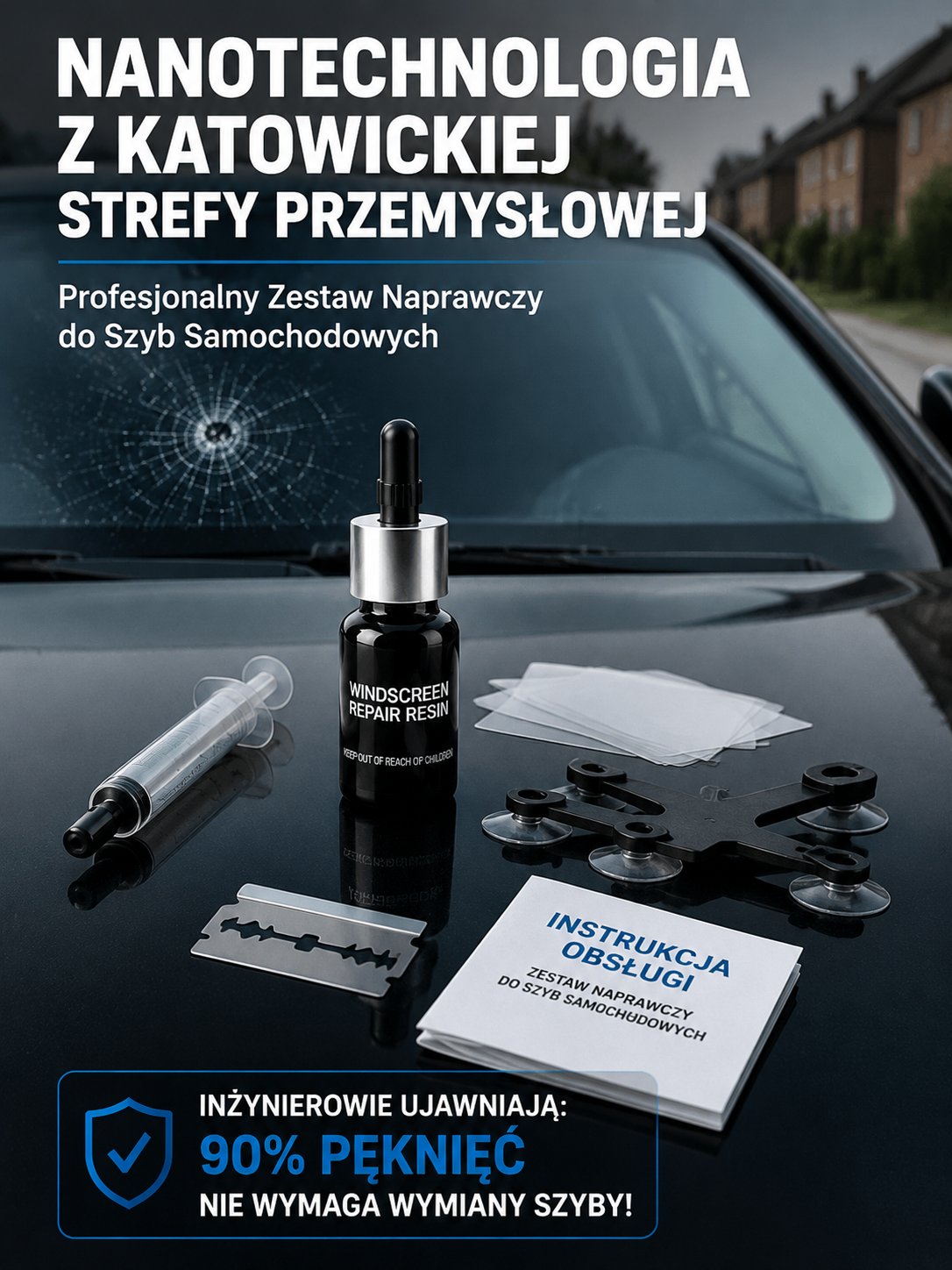 Zaoszczędź tysiące na naprawie szyby samochodowej! 🚗 Kompleksowy zestaw do samodzielnego usuwania pęknięć po kamieniach w zaledwie 3 minuty. ⏱️