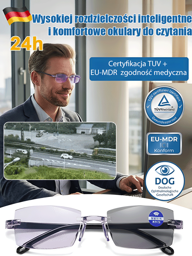【Przywróć wzrok do jasności sprzed 20 lat】Okulary do czytania Smart Zoom Comfort🔥Bezpośrednio z fabryki. Zostało 45 par. Zamów teraz.
