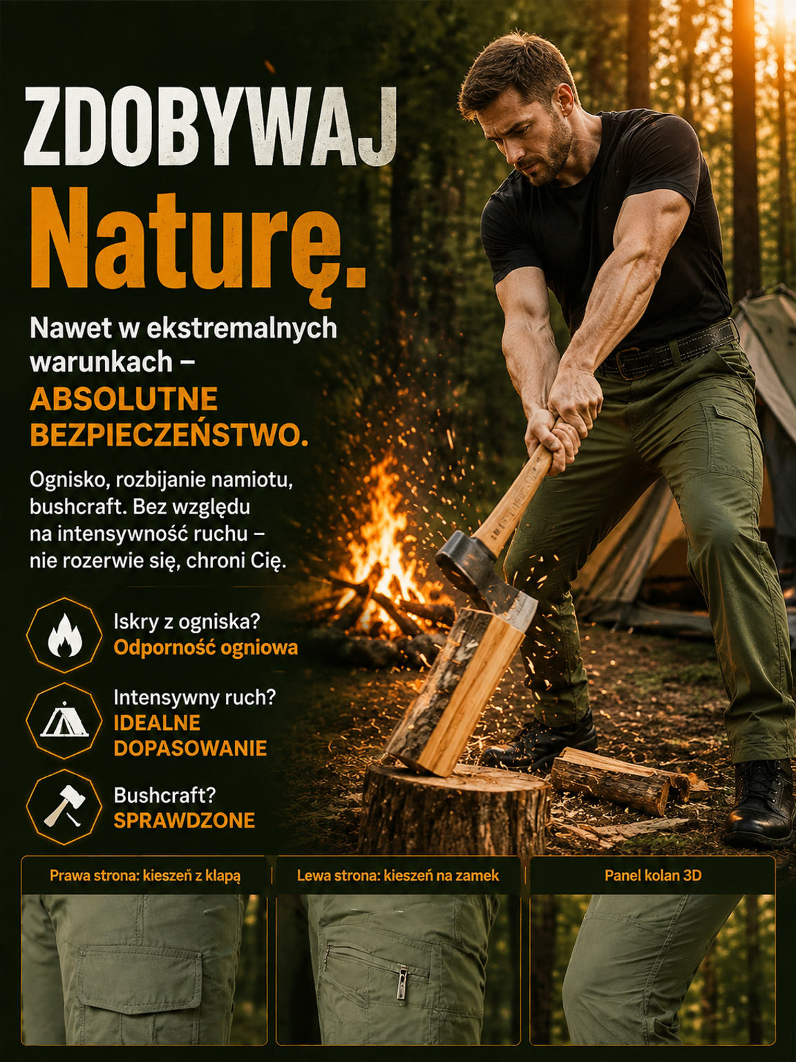 🛡️Pancerne Spodnie Robocze i Outdoorowe (50 000 Testów) – Wodoodporne, Szybkoschnące, Pas Elastyczny +5 cm