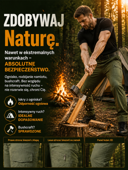🛡️Pancerne Spodnie Robocze i Outdoorowe (50 000 Testów) – Wodoodporne, Szybkoschnące, Pas Elastyczny +5 cm