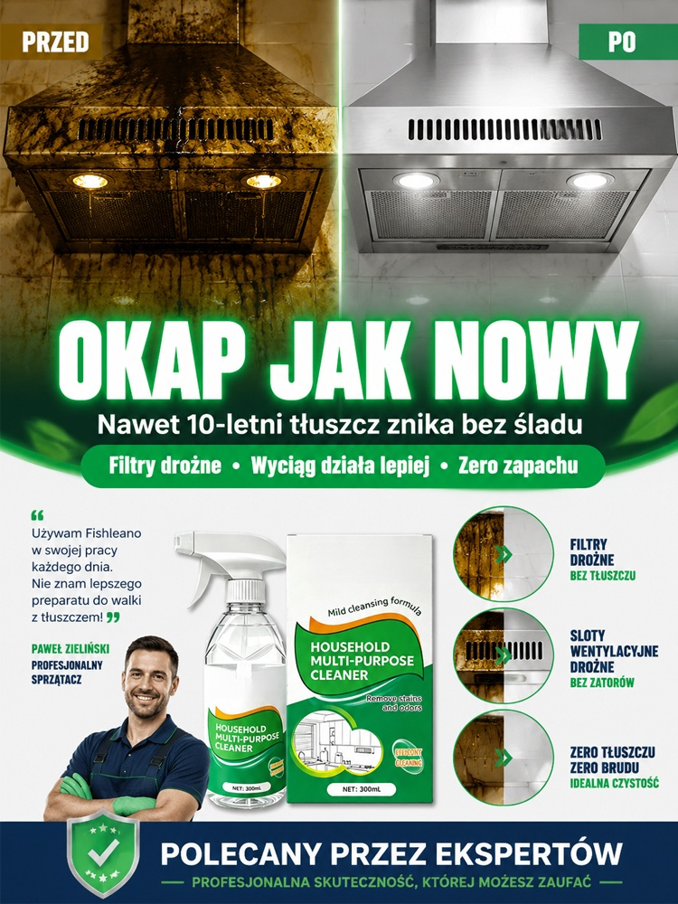 🔥 Szybko rozpuszcza stary tłuszcz: Penetruje i zmiękcza zaschnięty tłuszcz na okapie, kuchence, piekarniku i we frytkownicy beztłuszczowej – bez drastycznego szorowania!