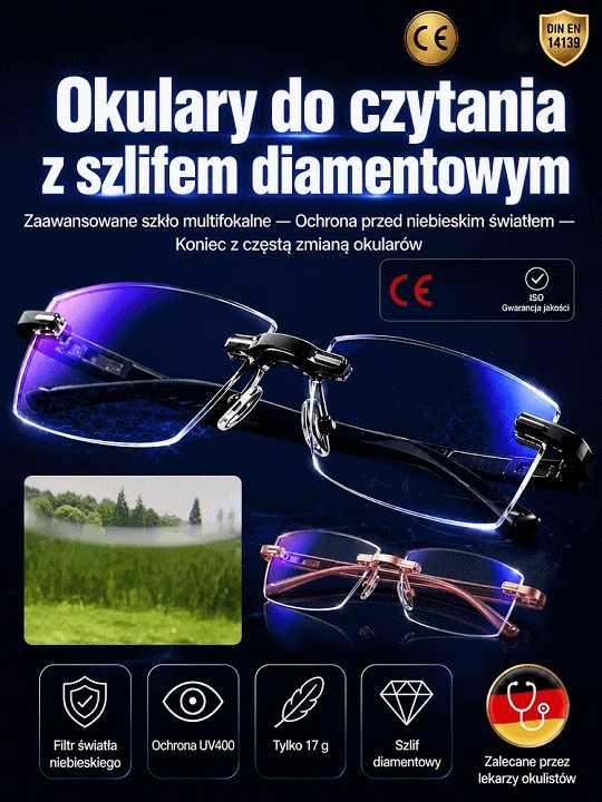 👨‍🦳 Okulary dla rodziców – widzą blisko i daleko, zoom, filtr niebieskiego.