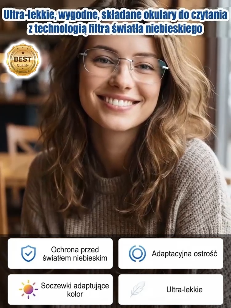 ✨Inteligentne, ultraleciutkie okulary do czytania✨ z funkcją zmiany ogniskowej, fotochromowymi soczewkami i ochroną przed światłem niebieskim