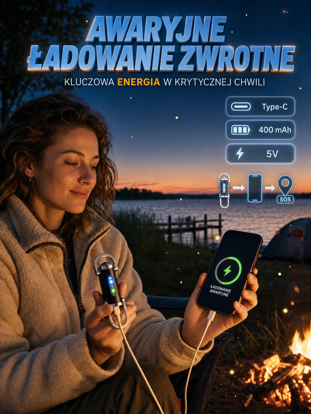 🚨【Wielofunkcyjny】Latarka ratunkowa SOS💡Silne/słabe/migające tryby świetlne, dostosowane do różnych potrzeb