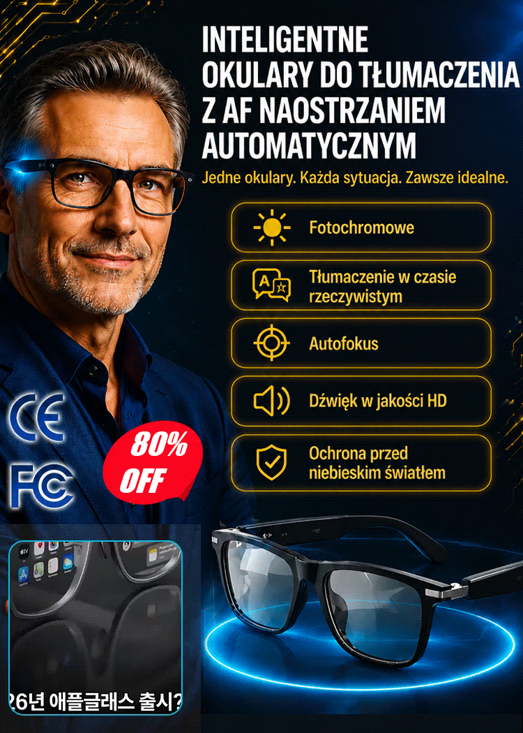 😎 Niezależnie od tego, czy jesteś krótkowidzem, czy dalekowidzem – nowe okulary AI zapewnią Ci ostry obraz w mgnieniu oka! ✨ Inteligentny autofokus i zintegrowana nawigacja AR ożywiają futurystyczną technologię. 🚀