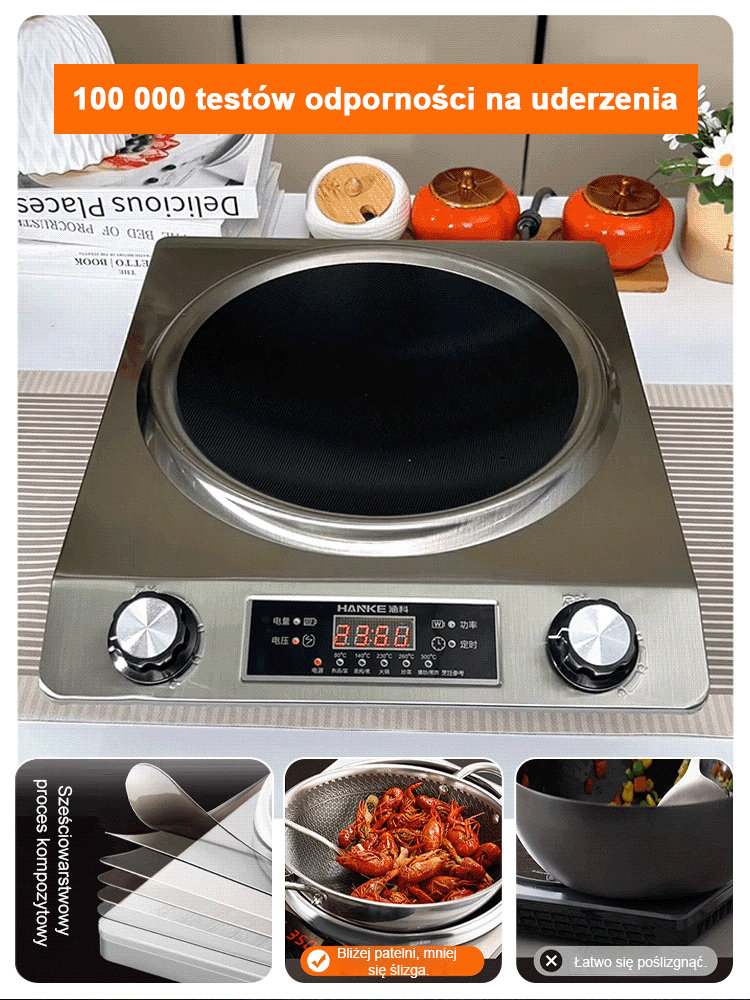 🔥Wysokowydajna, szybko nagrzewająca się kuchenka indukcyjna🌟Duża moc, wklęsła konstrukcja, odpowiednia do różnych potrzeb kulinarnych