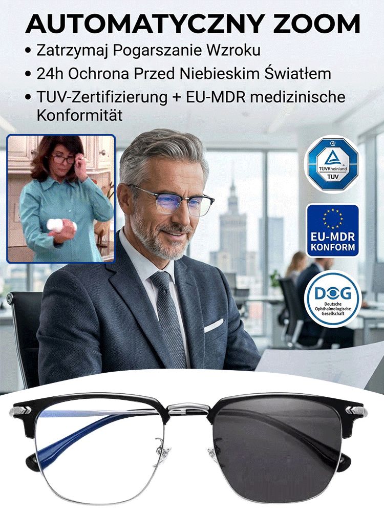 ✨Magiczne okulary 3 w 1✨ Automatyczny zoom do czytania, komputera i dali. Koniec ze zdejmowaniem!