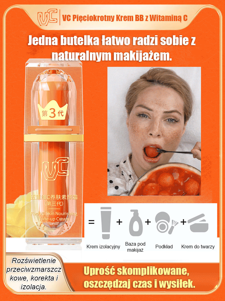 💡Im więcej używasz, tym bardziej promienna skóra! Nasza 5-krotna podkład z witaminą C ✨ żegnaj matowej, nierównej skórze 💡