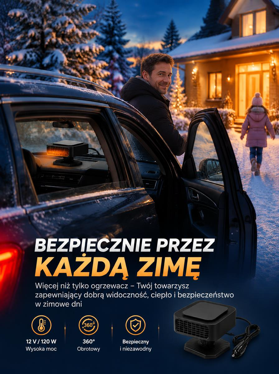 ❄️Koniec z Zimnem w Aucie! Mini Farelka Samochodowa 12V – Natychmiastowe Warmłe Powietrze i Czyste Szyby bez Czekania