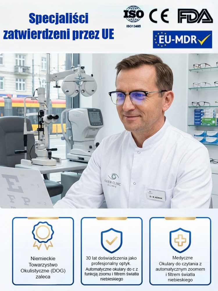 ✨Magiczne okulary 3 w 1✨ Automatyczny zoom do czytania, komputera i dali. Koniec ze zdejmowaniem!