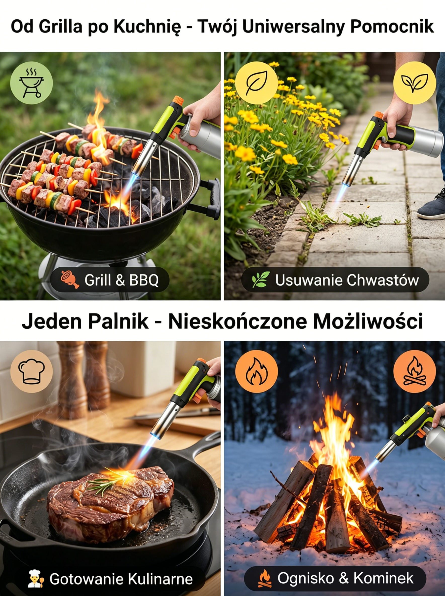 Niemiecki Palnik Gazowy 1800°C | 100% Bezpieczny Zapłon Piezo 🔥