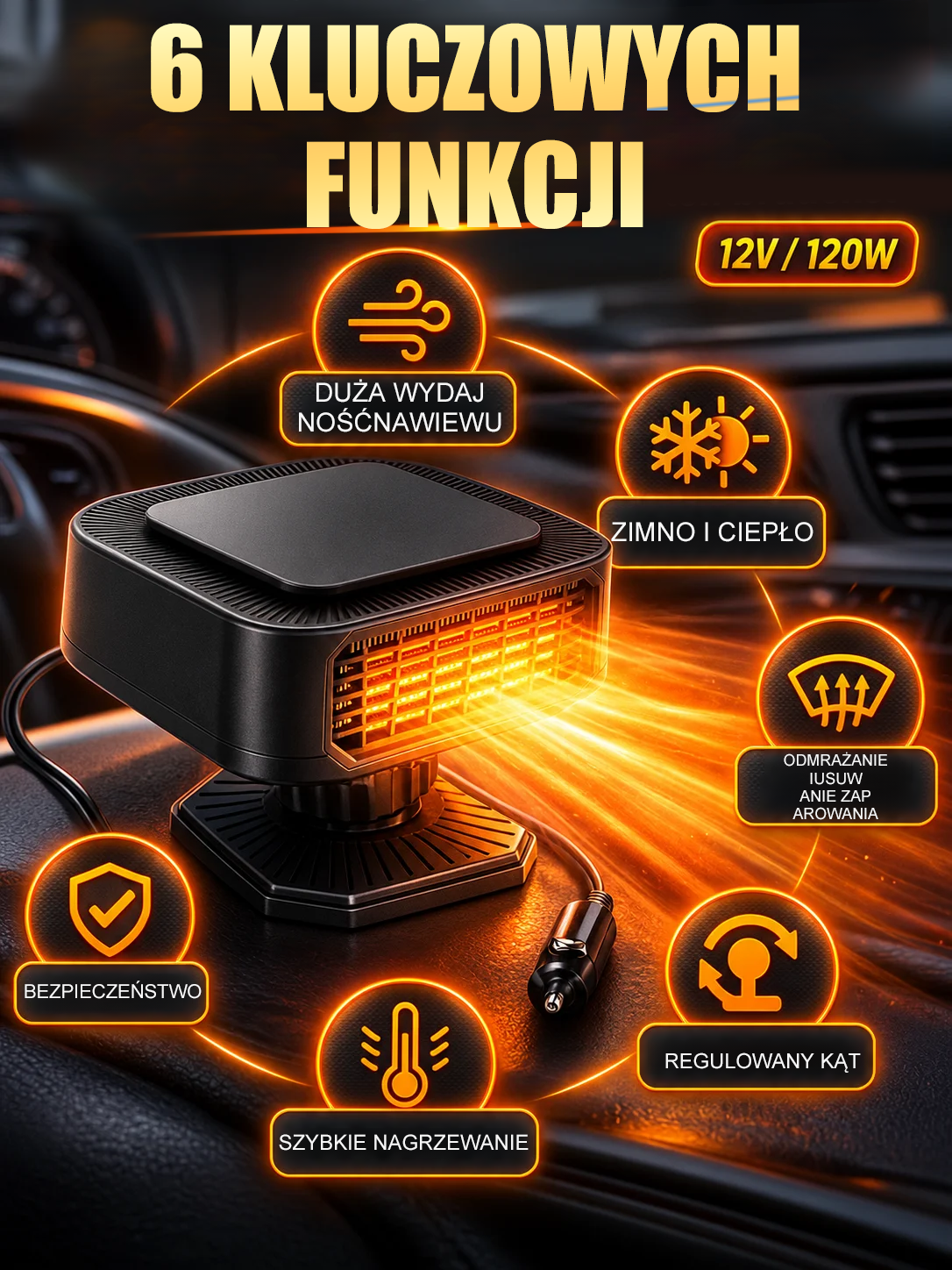 ❄️Koniec z Zimnem w Aucie! Mini Farelka Samochodowa 12V – Natychmiastowe Warmłe Powietrze i Czyste Szyby bez Czekania