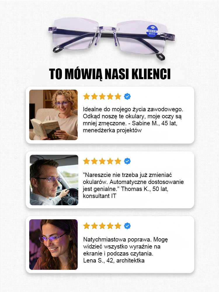 【Przywróć wzrok do jasności sprzed 20 lat】Okulary do czytania Smart Zoom Comfort🔥Bezpośrednio z fabryki. Zostało 45 par. Zamów teraz.