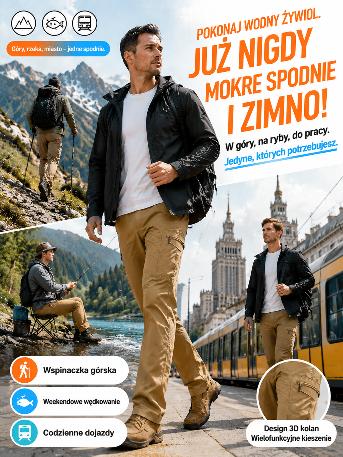 🛡️Pancerne Spodnie Robocze i Outdoorowe (50 000 Testów) – Wodoodporne, Szybkoschnące, Pas Elastyczny +5 cm